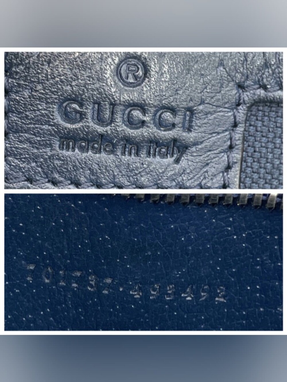 SALE! Authentic Gucci Interlocking G Sherry Line Cotton Leather Navy Tote W/DB - Picture 3 of 17
